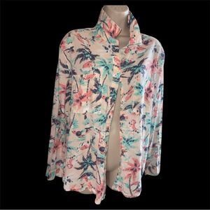GAP Pastel Topical Floral Button-Up Shirt pink  Long Sleeve XXL Light